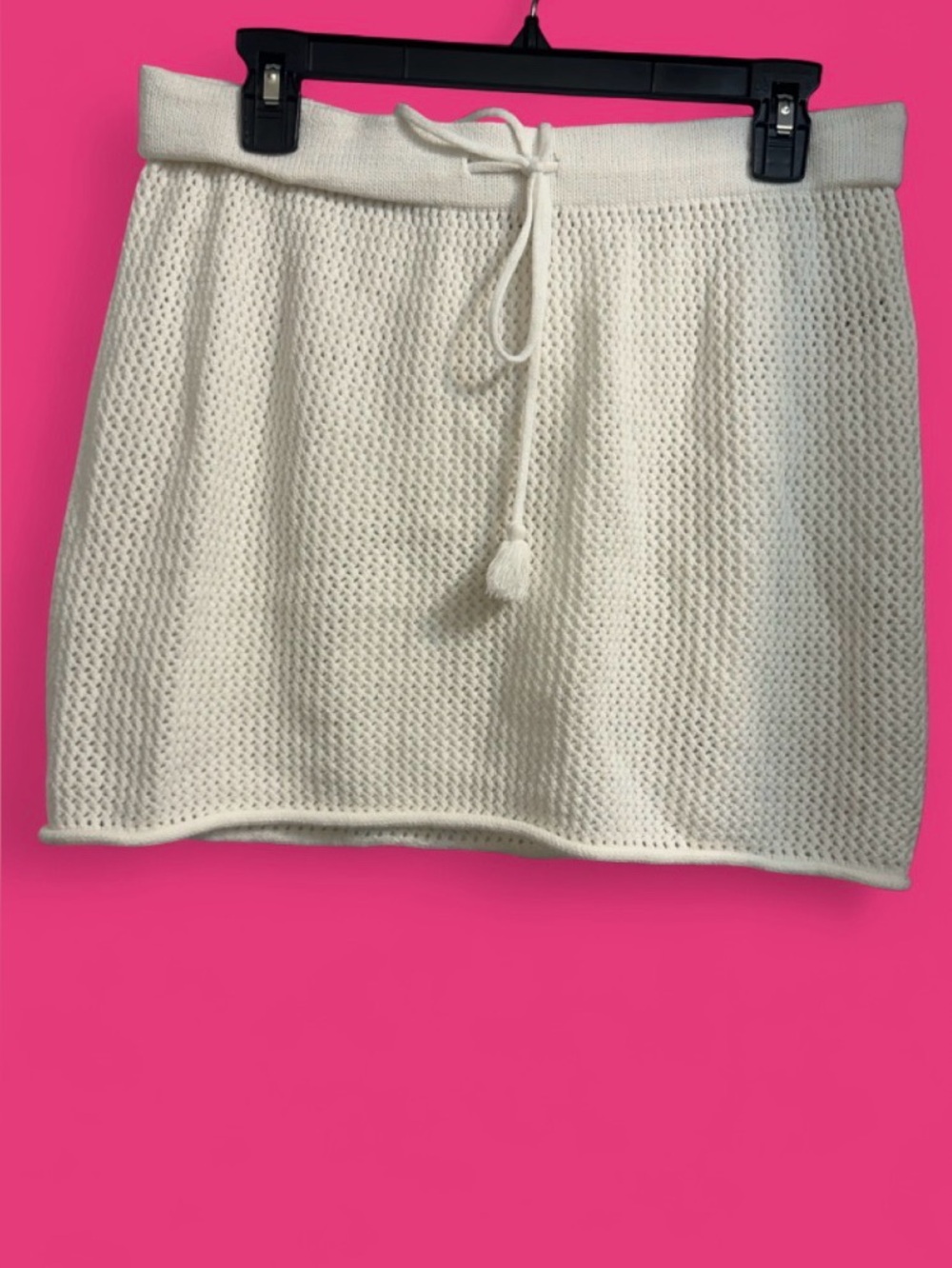 Moon & Madison White Open-Knit Crochet Cover-Up Skirt sz XL